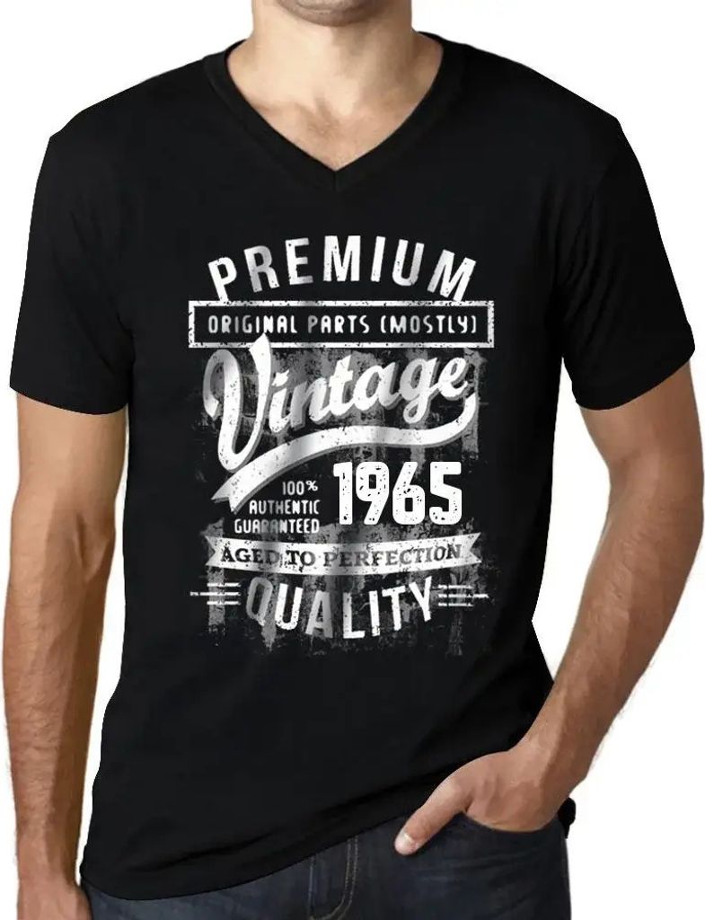 Herren Grafik T-Shirt V-Ausschnitt Originalteile (meist) bis zur Perfektion gealtert 1965 – Original Parts (Mostly) Aged to Perfection 1965 – G...