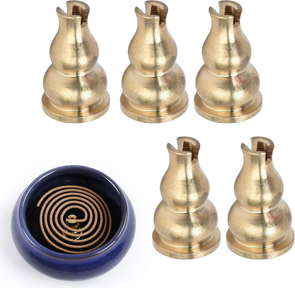 10 Stück Einfache Messing Räucherstäbchenhalter - Für Stäbchen - Kalebas Form - Mini Räucherstäbchen Halter