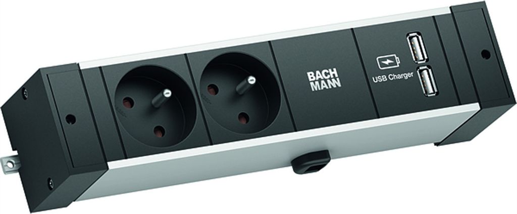 BACHMANN DESK RAIL 2xUTE 1xUSB Charger 2,0m GST18 Produktbild 