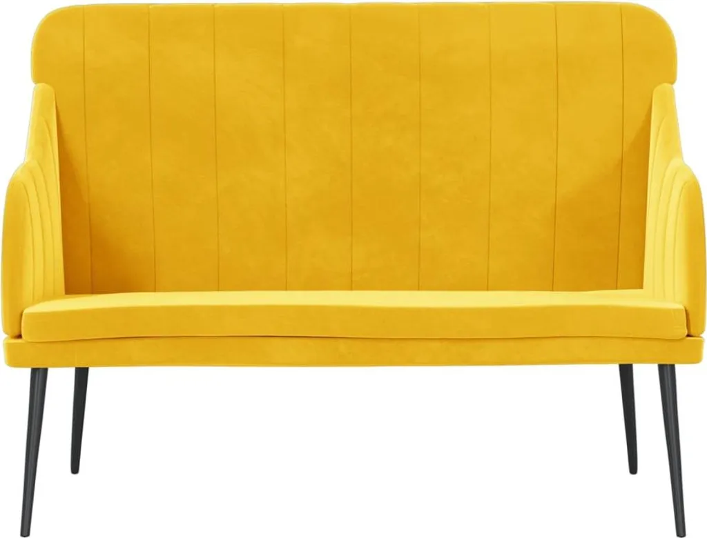 Banquette 2 places en velours jaune - Mobilier design chic 110 cm - 3