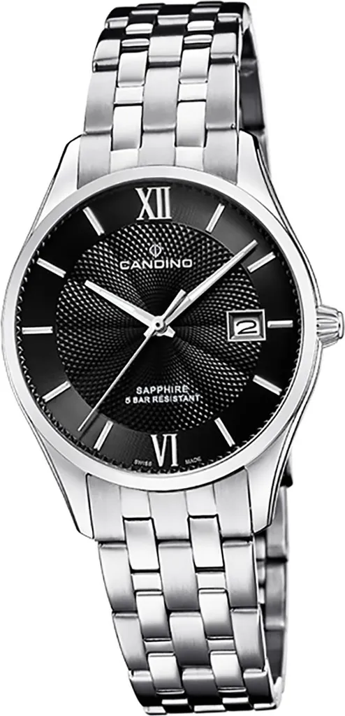 Montre de Luxe Classique Argent Candino Boîtier en Acier Inoxydable