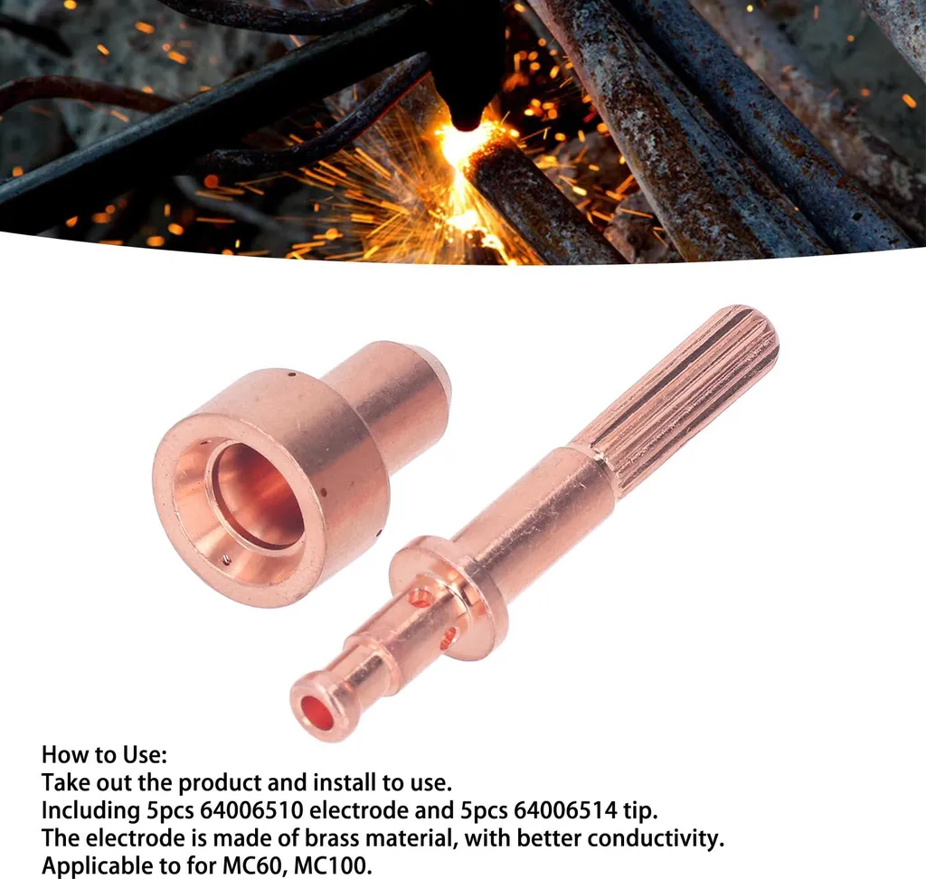 Kit 10 Consommables Plasma MC60 MC100 en Laiton, Électrode et Buse Pro - 16