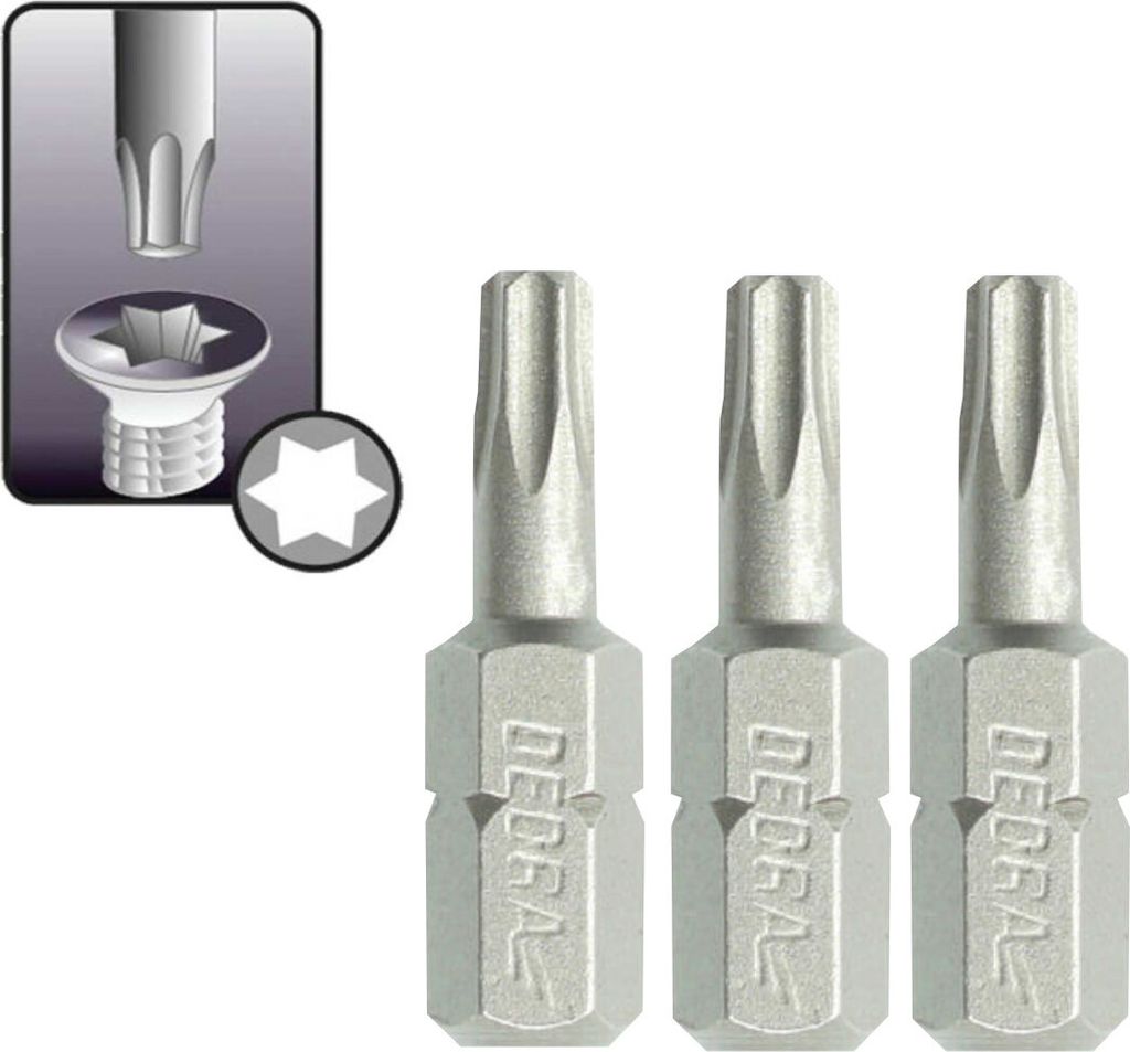 Schraubendreherbits Torx T30x25mm, 3 Stück Blisterkarte