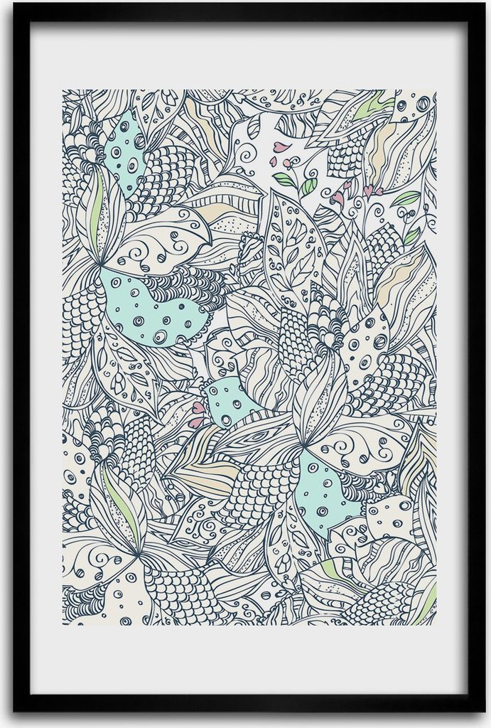 Bild - Bilderrahmen - 40 cm x 60 cm - MDF - Rahmen - Wandkunst - Blumenmuster