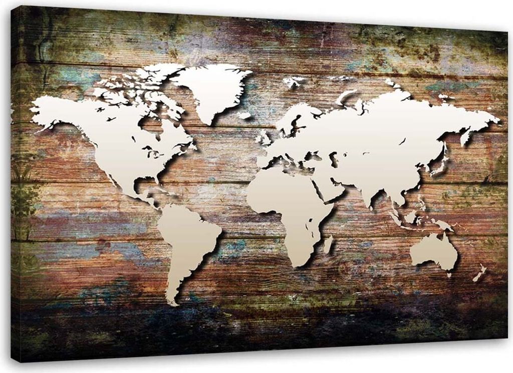 Leinwandbild alte weltkarte 120x80 cm Feeby braun wandbild Produktbild 