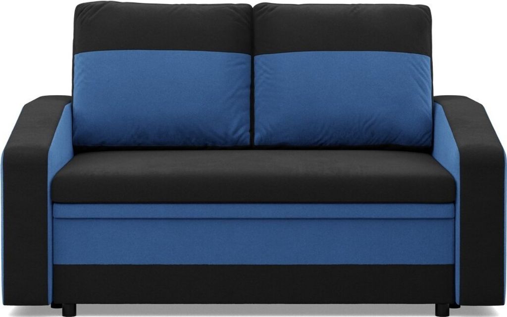 Klappsofa mit Schlaffunktion ORION, Sofa 2-Sitzer für Wohnzimmer Schwarz/Dunkelblau