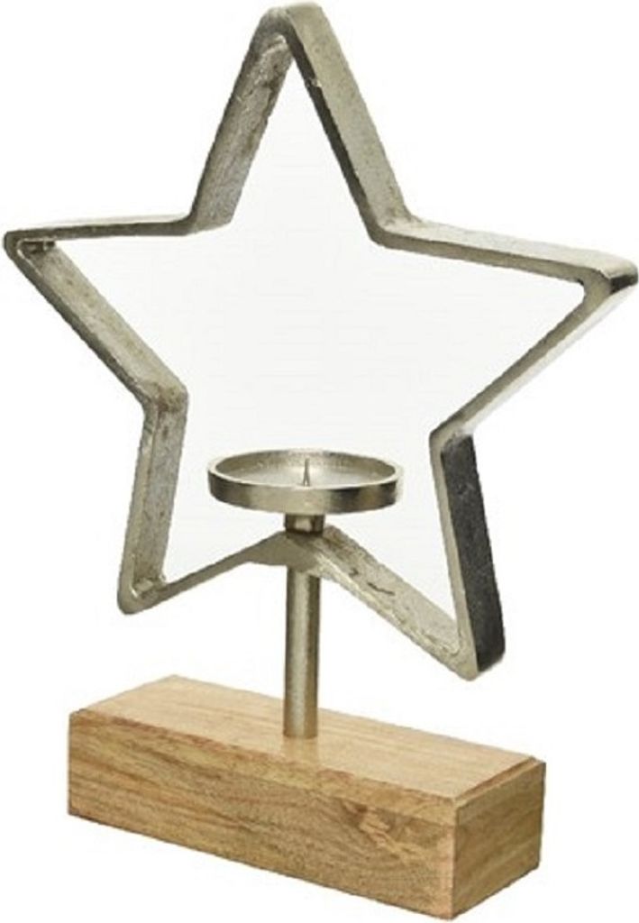 Kerzenhalter Kerzenleuchter Kerzenständer Sternform Alu silber H 36 cm