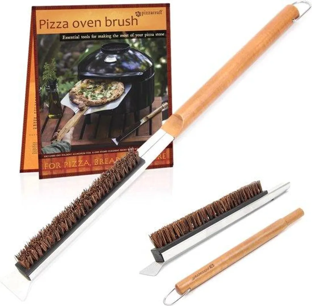 Brosse de nettoyage pour four à pizza avec grattoir en inox long 53 cm