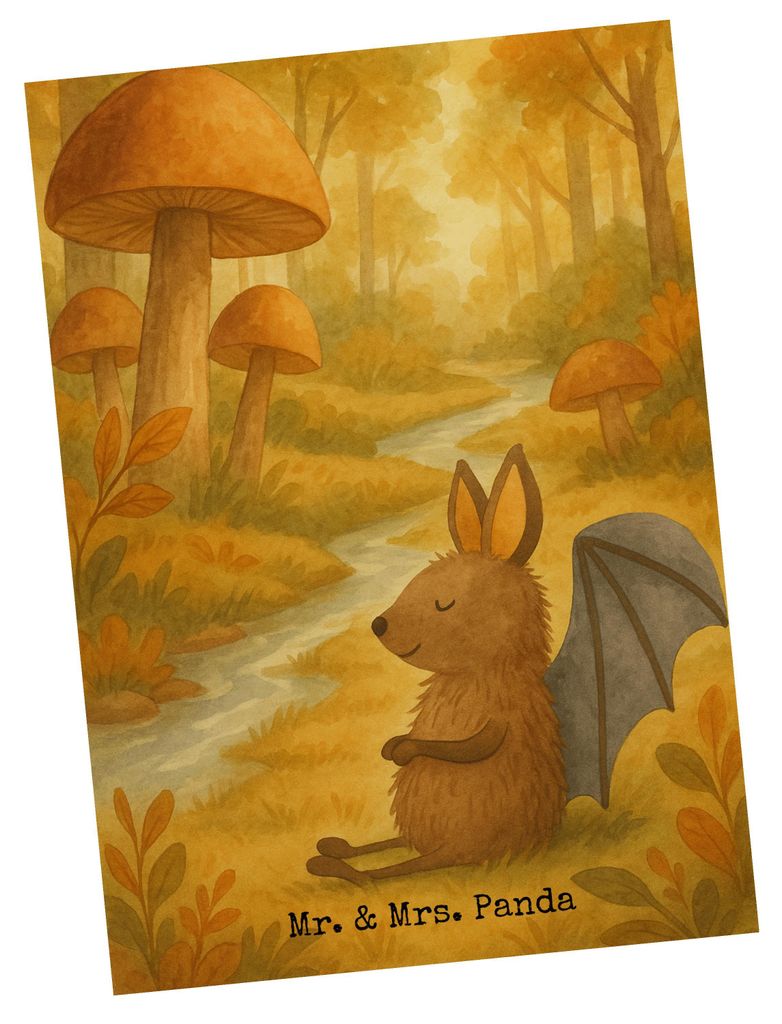 Mr. & Mrs. Panda Postkarte Fledermaus Sitzen Design - Weiß - Geschenk, Ansichtskarte, Postkarten, Grußkarte, Lustige Sprüche, Motivation, Entspa...