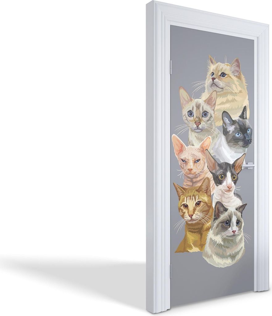 Türfolien Design Selbstklebende Wandsticker Türtapeten - Katzengalerie - 75 x 205 cm