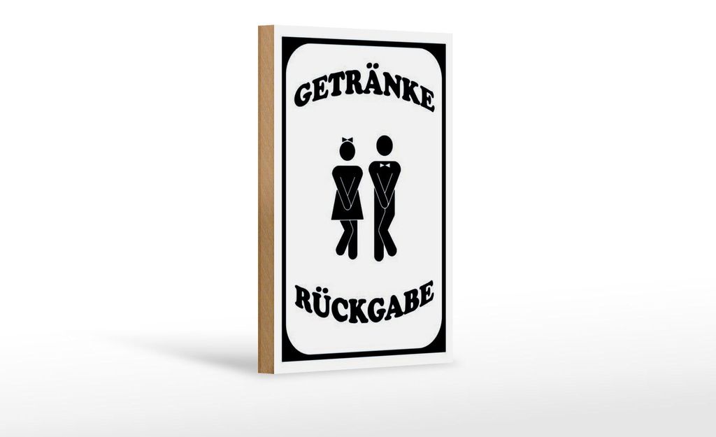 Holzschild Hinweis 12x18cm Getränke Rückgabe WC lustig