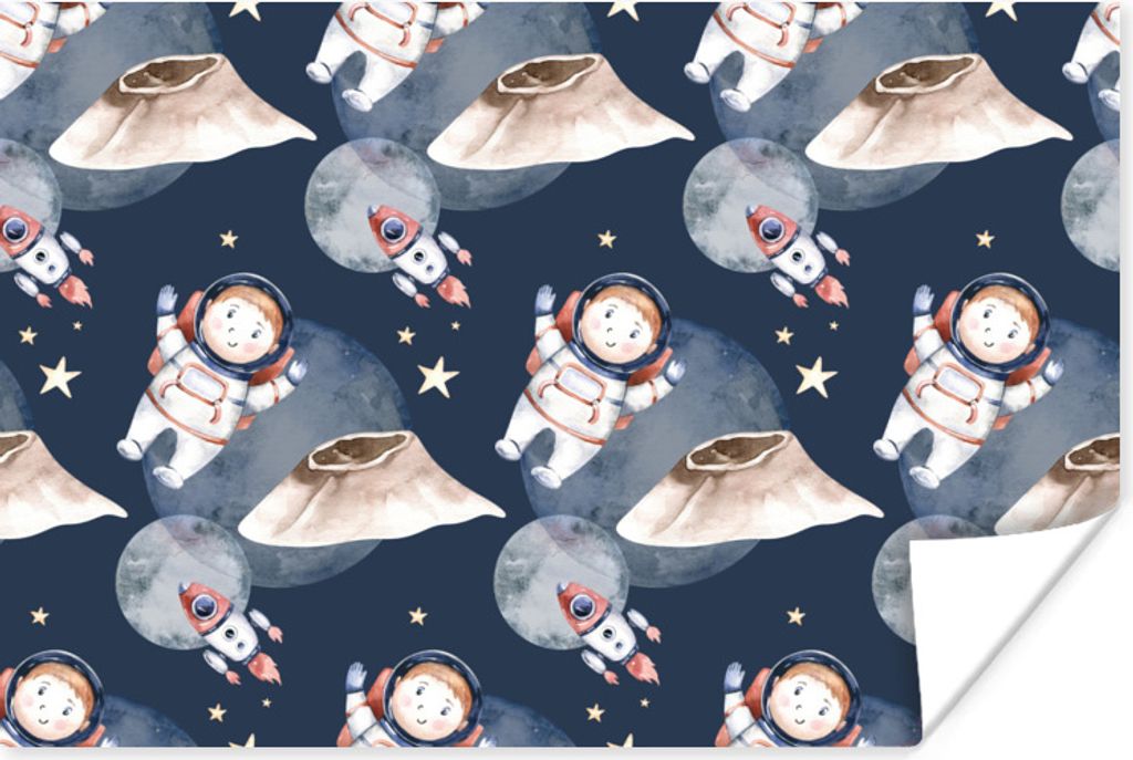 MuchoWow Poster Weltraum - Rakete - Astronaut - Jungen - Mädchen - Kinder - Kinder 120x80 cm - Bilder