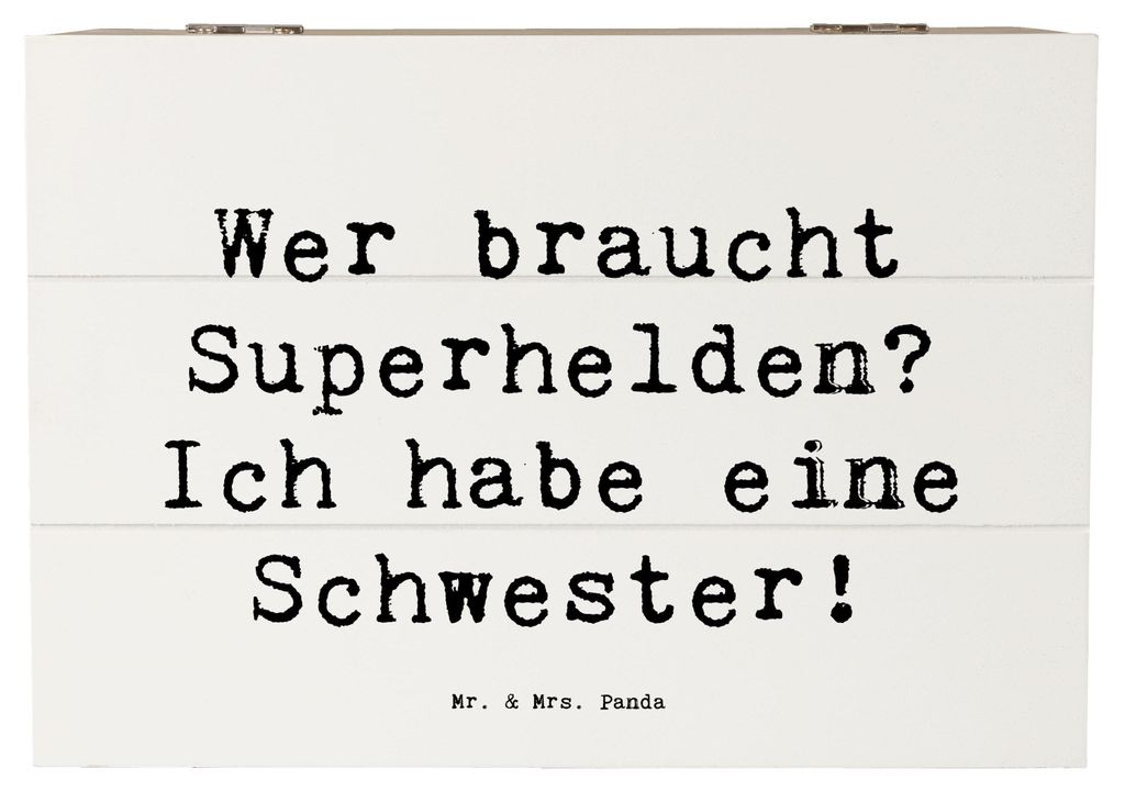 Mr. & Mrs. Panda Holzkiste Spruch Liebe Schwester 22 x 15 cm - Weiß - Geschenk, Truhe, Familienmitglieder, Familiengeschenk, Schatzkiste, Zusammen...