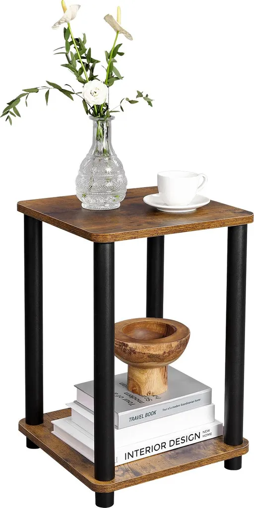 Table d'appoint espace salon coin lecture petite table basse bois métal - 2