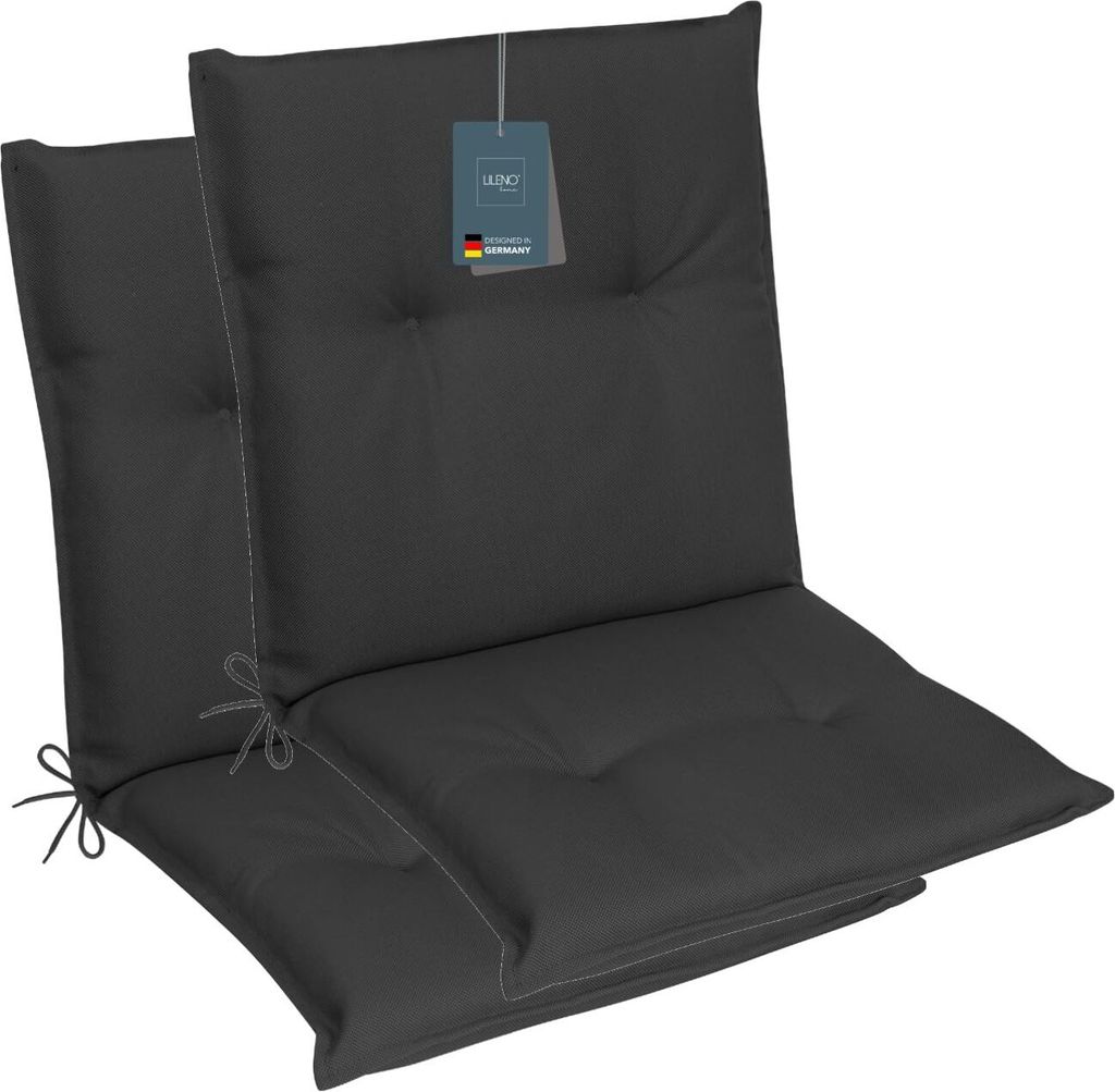 LILENO HOME Gartenstuhl Auflagen als [2er Set - Niedriglehner] in Anthrazit SD - bequeme Liegen als Sitzauflagen für Gartenmöbel - Stuhlkissen f...