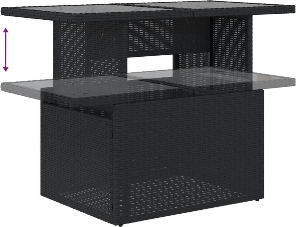 vidaXL Gartentisch mit Glasplatte Schwarz 100x55x73 cm Poly Produktbild 