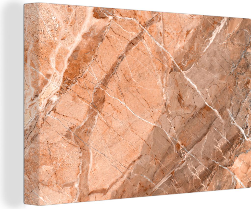 OneMillionCanvasses - Leinwandbilder - 150x100 cm, Kristall - Orange - Weiß - Granit, Wandbilder Kunstdruck Wanddekoration - Foto auf Leinwand -...