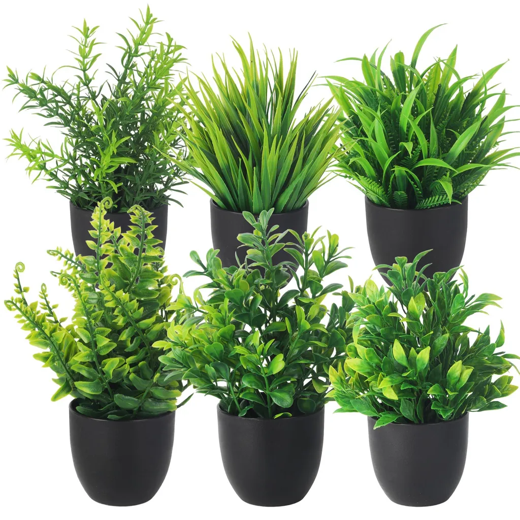 Lot de 6 petites plantes artificielles en pot déco maison et bureau