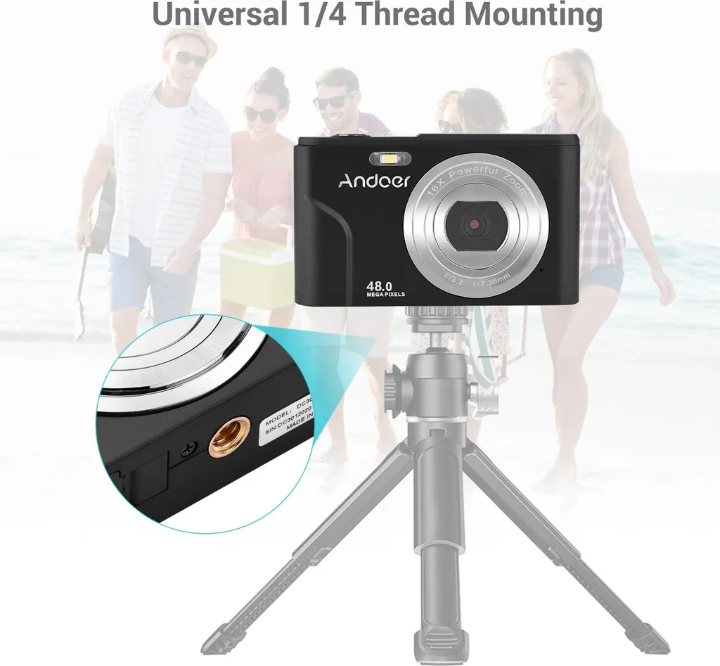 Appareil photo numérique portable de voyage 48MP, Vidéo et Zoom 16X