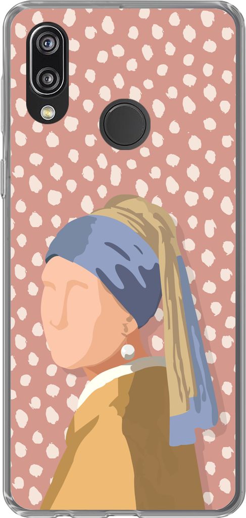 MuchoWow Handyhülle Schutzhülle Hülle für Telefoonhoesje Huawei P20 Lite (2020) Alte Meister - Mädchen mit Perlenohrring - Dots - Vintage Si...