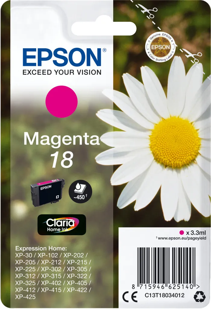 Epson 18 Magenta Originale - Inchiostro Margherita C13T18034022