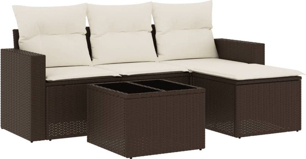 "WINTER SALE" 5-tlg. Garten-Sofagarnitur - Balkonmöbel/Loungeset - elegantes Design - mit Kissen Braun Poly Rattan - Gartensofas NeuMöbel162503
