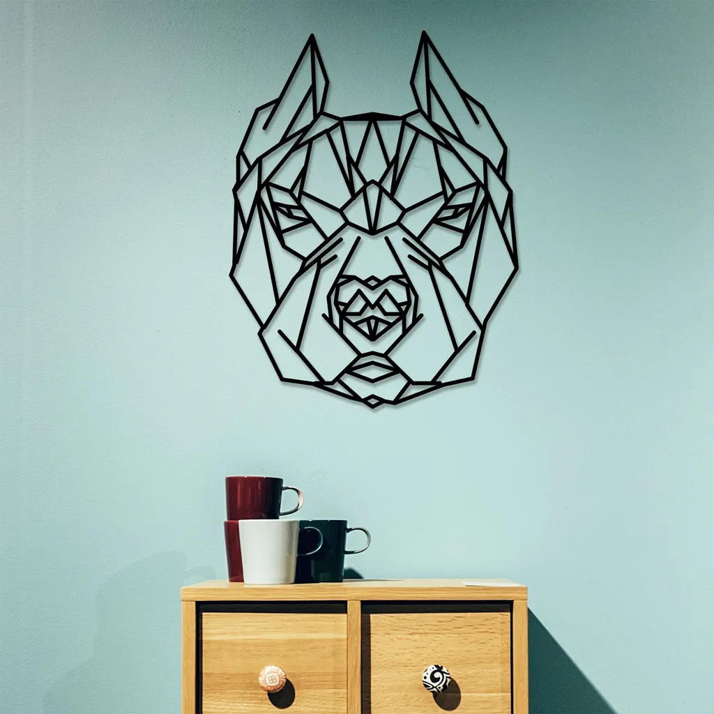 Wallity Pit Bull Decorazione da Parete in Metallo Nero 43x56cm | Design Moderno