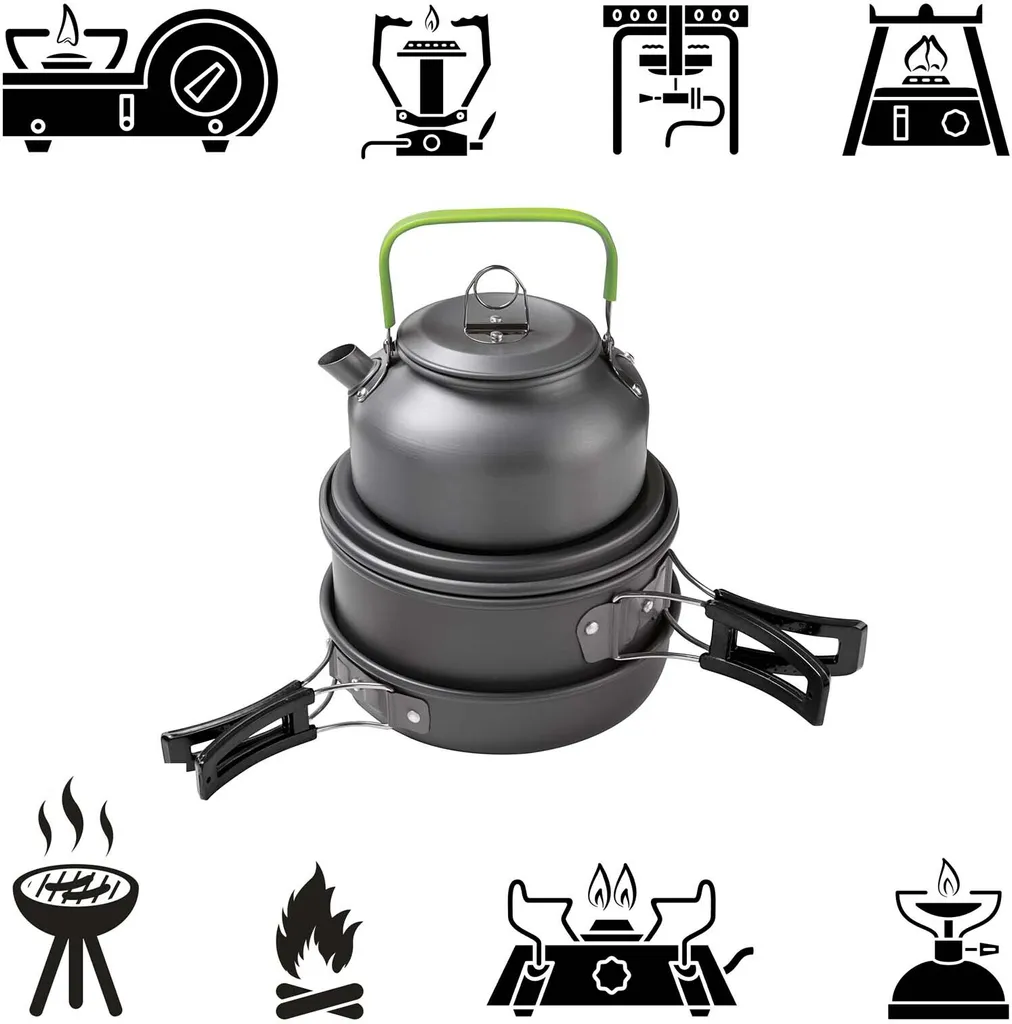 Matériel cuisine plein air pour randonnée avec réchaud et casserole - 8