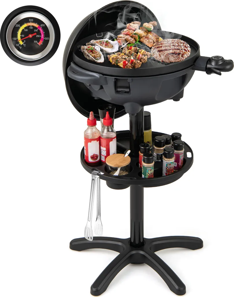 COSTWAY 2-en-1 Gril de Table et Gril sur Pied Électrique 1200W Noir