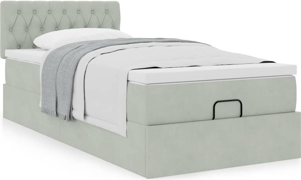Maison Exclusive - Ottoman-Bett mit Matratze Hellgrau 100x200 cm Samt