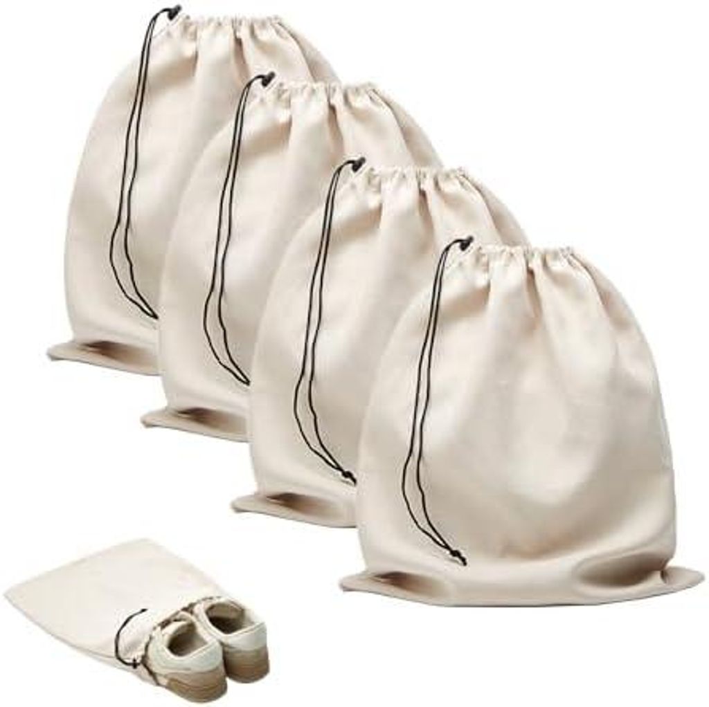Schuhtaschen 4 Stück für Reise Schuhbeutel für Herren Damen, Schuhsack mit Kordelzug, 45×35cm, Waschbar & Wiederverwendbar, Faltbar&Stabil Stau...