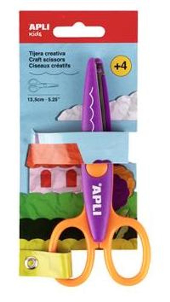 Kreativschere "Curved", lila-orange, Kurven, 13,5 cm, APLI 19998