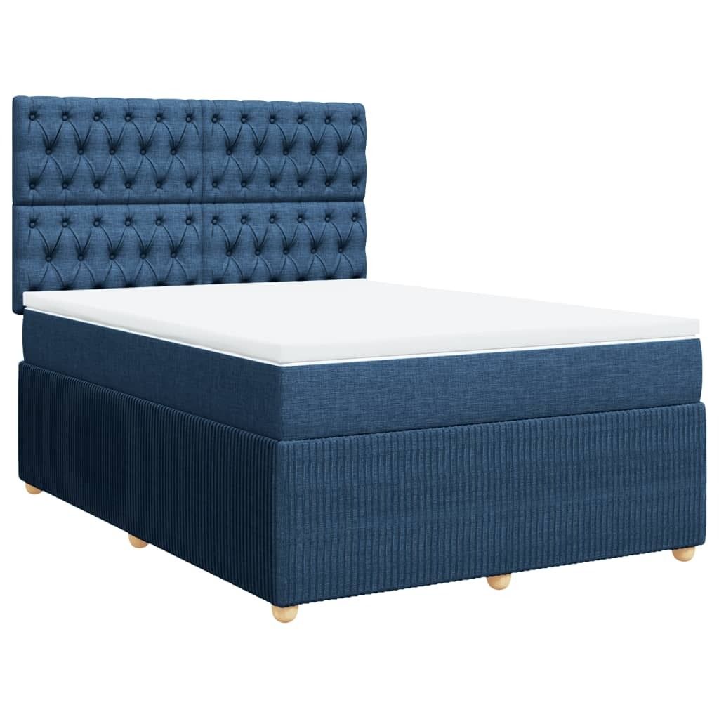 Best Möbel Boxspringbett mit Matratze - modernes Design - Blau 140x200 cm Stoff - Doppelbett A3292092