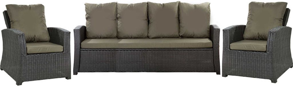 Gartenkissen Set für Polyrattan Grün – Sitzkissen 160x50 cm + 3x Rückenkissen 56x50 cm – Auflagen für 4-5 Sitzer Gartensofa & Gartenstuhl/S...