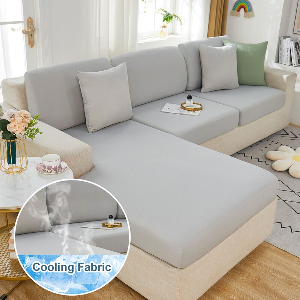 (Grau,100×55cm)kühlen Eisfaden Sofa Sitzkissenbezug Wasserdichter Sofa Kissenbezug Stretch Anti-Falten Terrassen Sitzkissenbezug Outdoor Ki...
