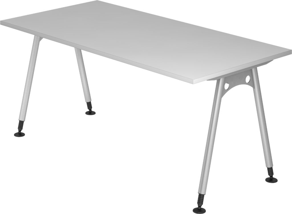 bümö Schreibtisch Serie-A - Größe: 160 x 80 cm, Nachbildung: Grau