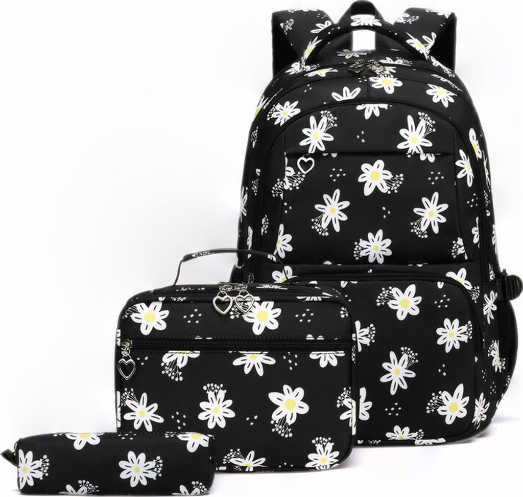 （Noir）Sac à dos scolaire 3 pièces Set étanche Sac d'école Image du produit 