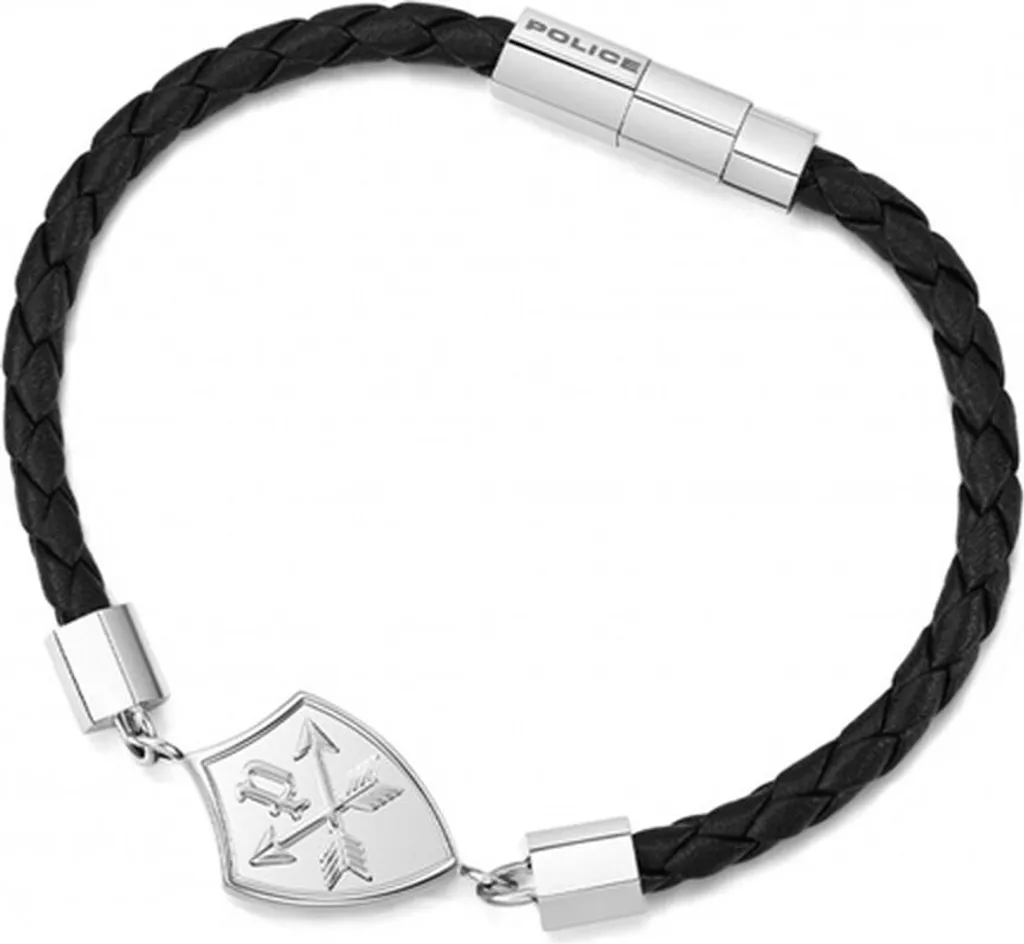 Police PEAGB0001602 Bracciale Heritage Crest Uomo | Acciaio e Pelle
