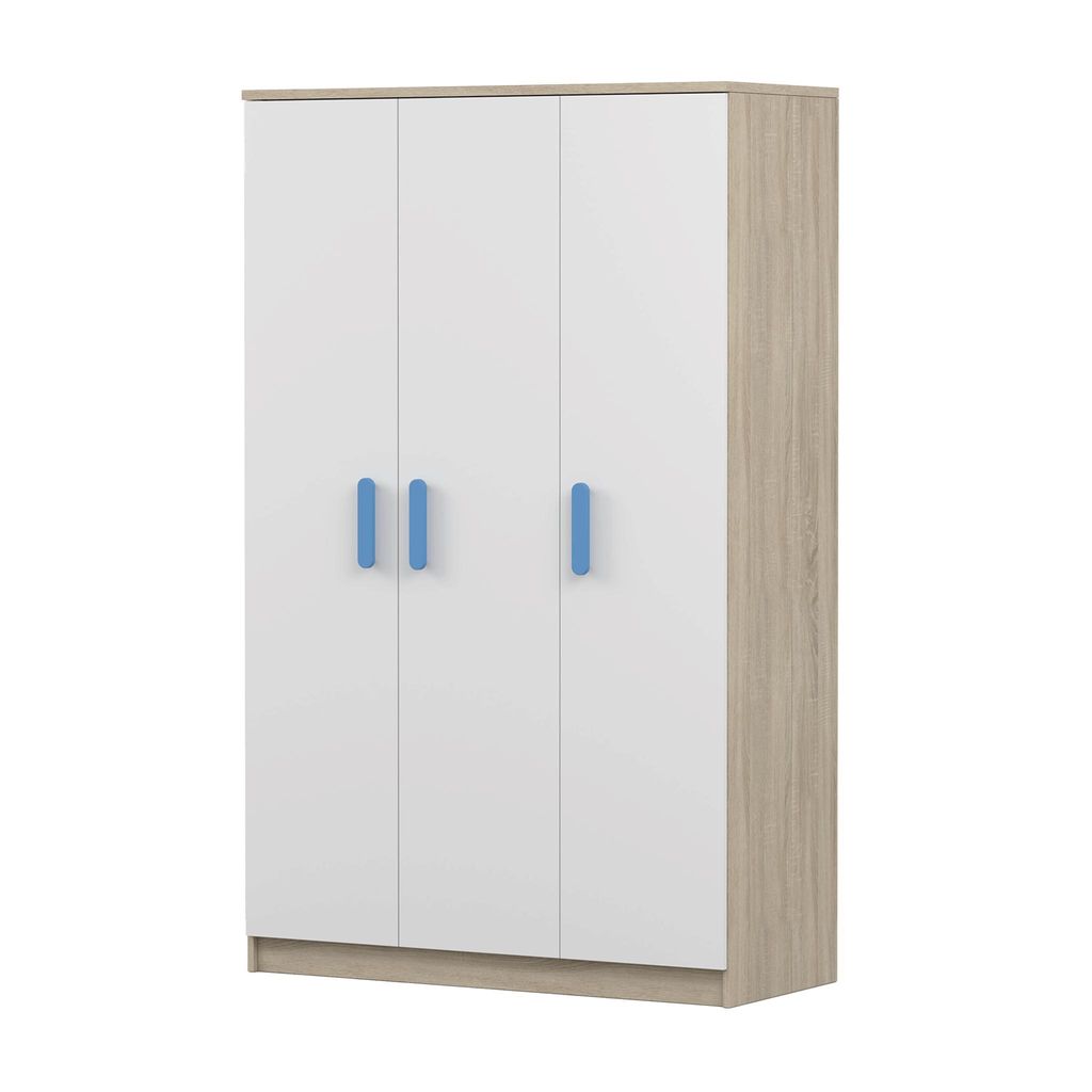 Kinder-Kleiderschrank 120 cm – Sonoma/Weiß mit blaue Produktbild 