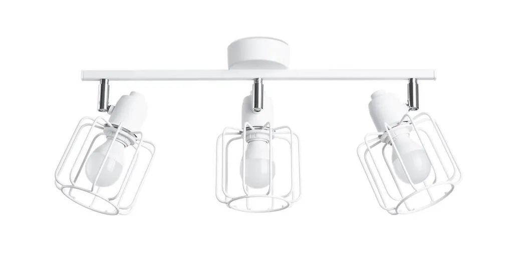 Plafoniera Industrial BELUCI 3 Bianco - Sollux Lighting Acciaio E14