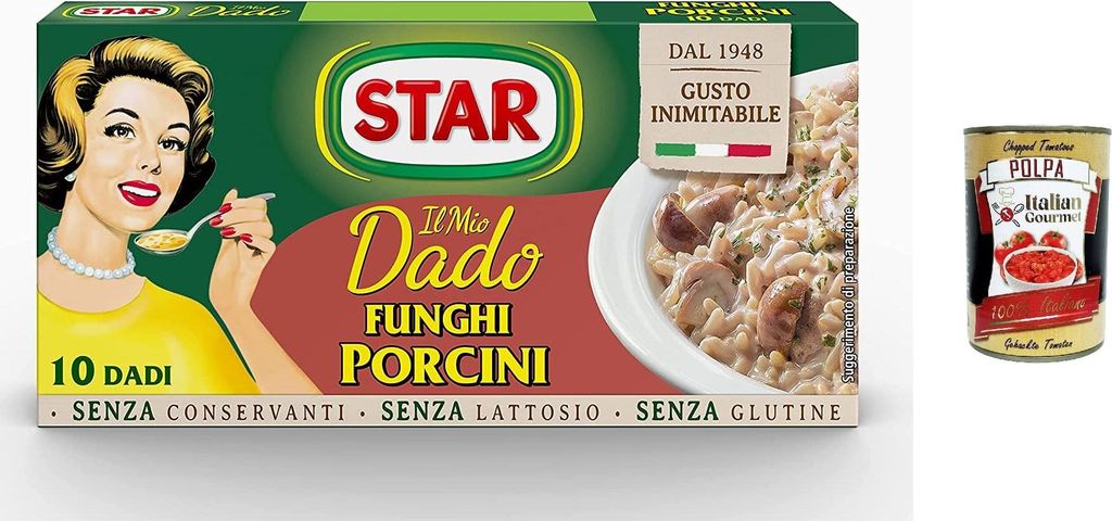 24x Star dado funghi porcini brodo Steinpilze Suppenwürfel Brühe 10 pz + Italian gourmet polpa 400g