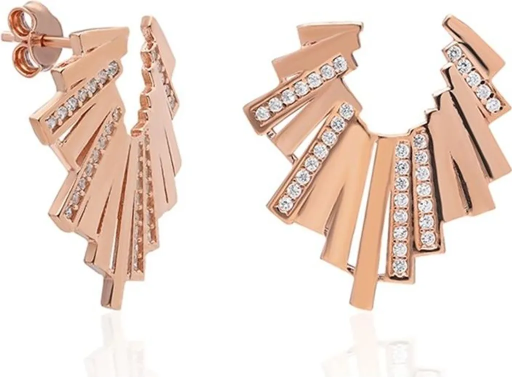 Boucles d'oreilles argent 925 or rose pour soirée et mariage chic Zircon