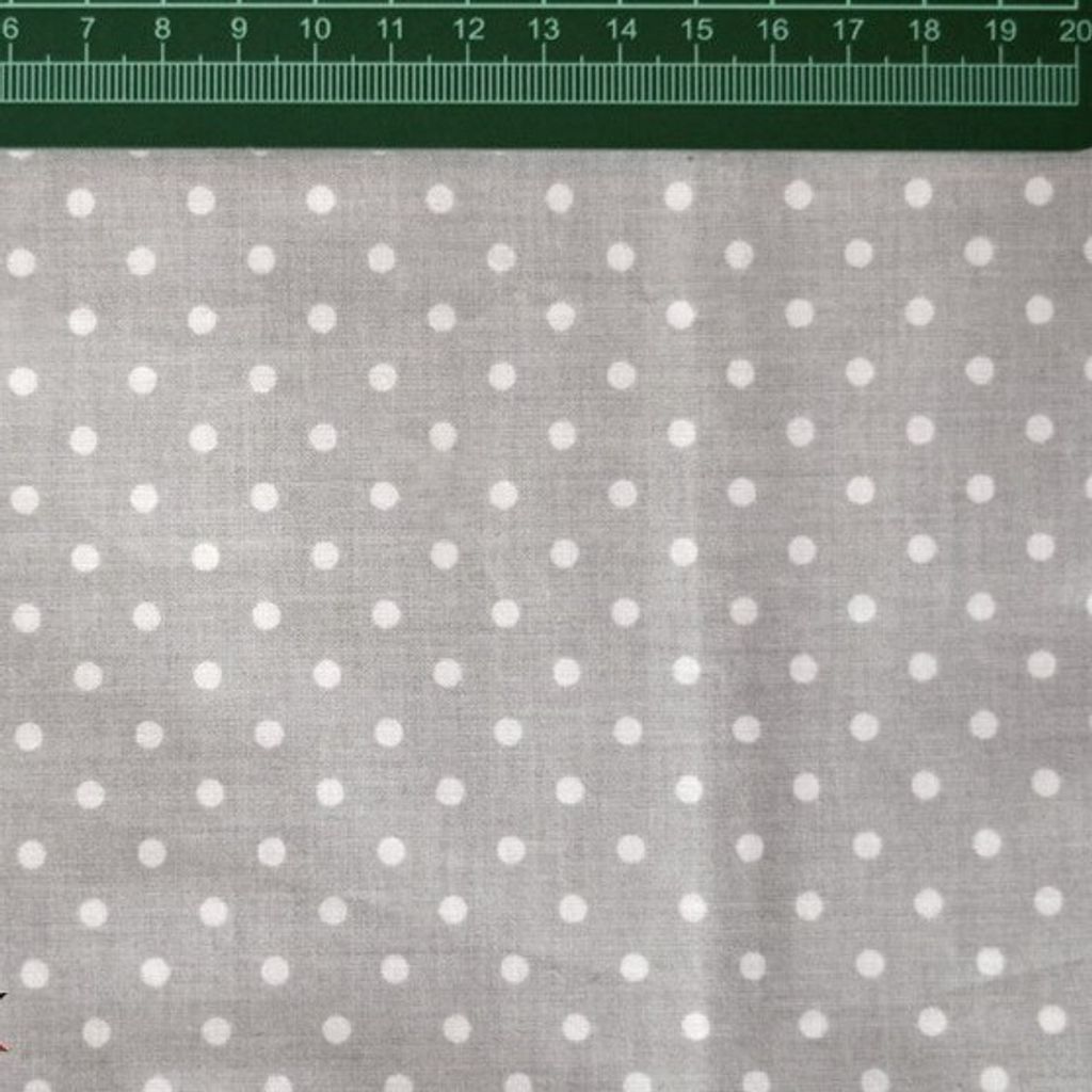 100% Baumwolle Punkte 4mm weiß auf grauem Hintergrund