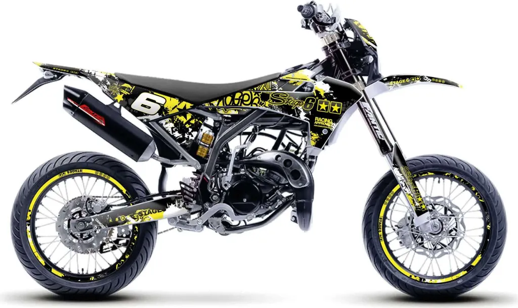 Kit graphique Stage6 jaune noir haute résistance pour Fantic XM