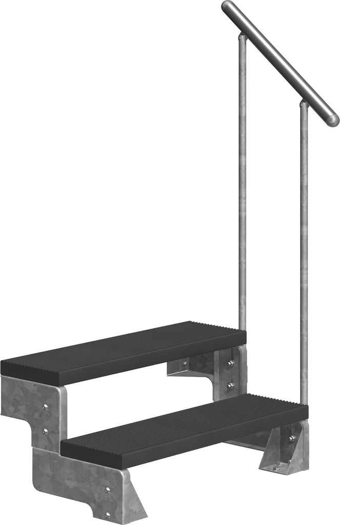 Dolle Außentreppe Gardentop 36-44cm Geschosshöhe mit Trimax anthrazit 80cm breit mit Geländer