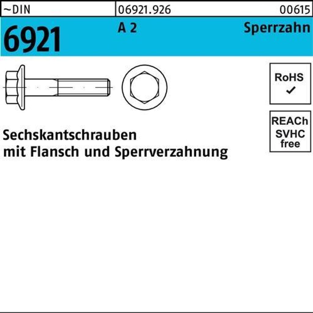 Sechskantschraube DIN 6921 m.Flansch M 10 x 60 A 2 m.Sperrzahnung