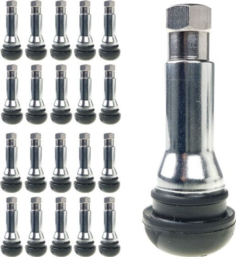 20x TR414 Gummiventile, Snap-In, Ventile für Schlauchlose Reifen , CHROM