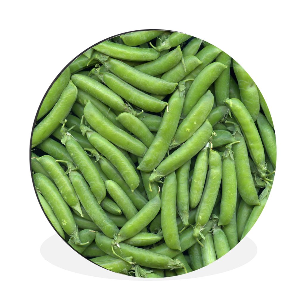 MuchoWow Aluminium Wandkreis Ein Bild, das vollständig mit grünen Erbsen gefüllt ist Ø 30 cm Wanddeko Modern Wohnzimmer - Wand Bild - Wohnzim...