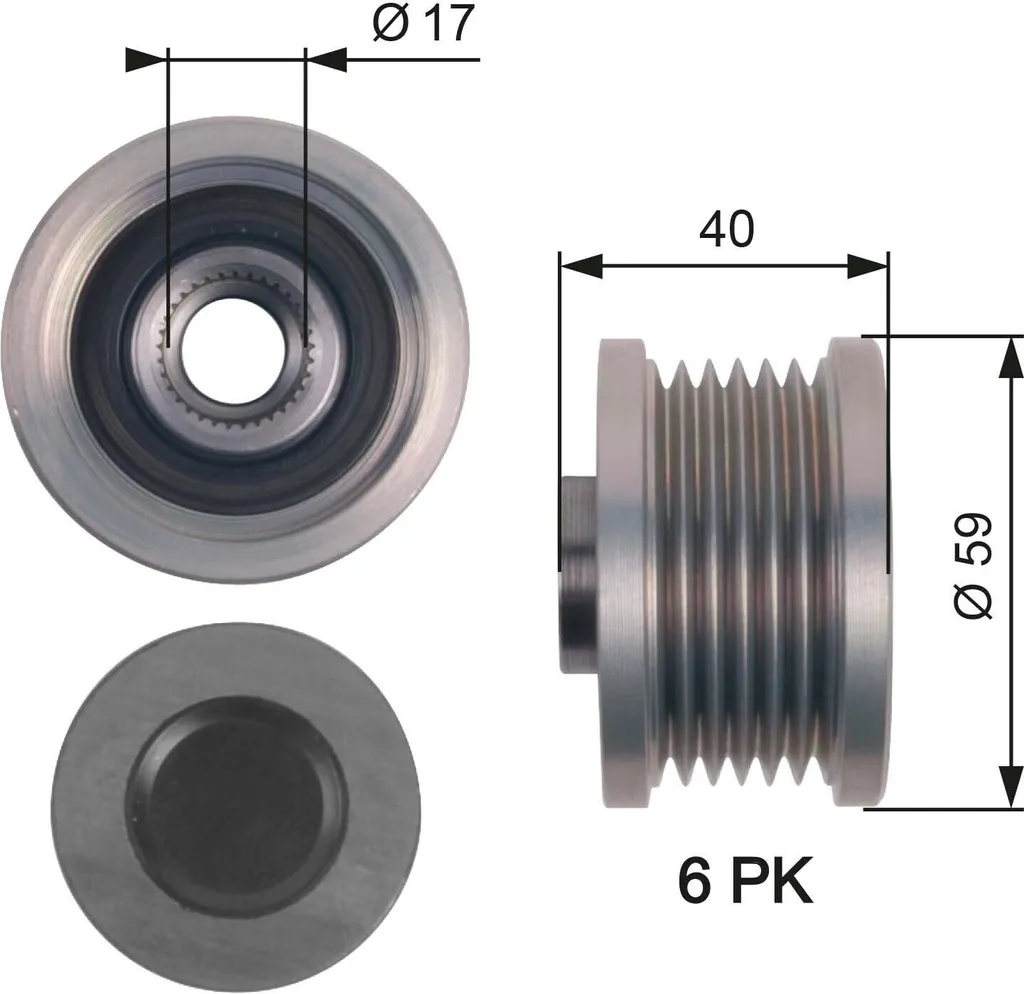 Kit poulie alternateur OAP7144 pour réparation Opel Zafira B et Cascada