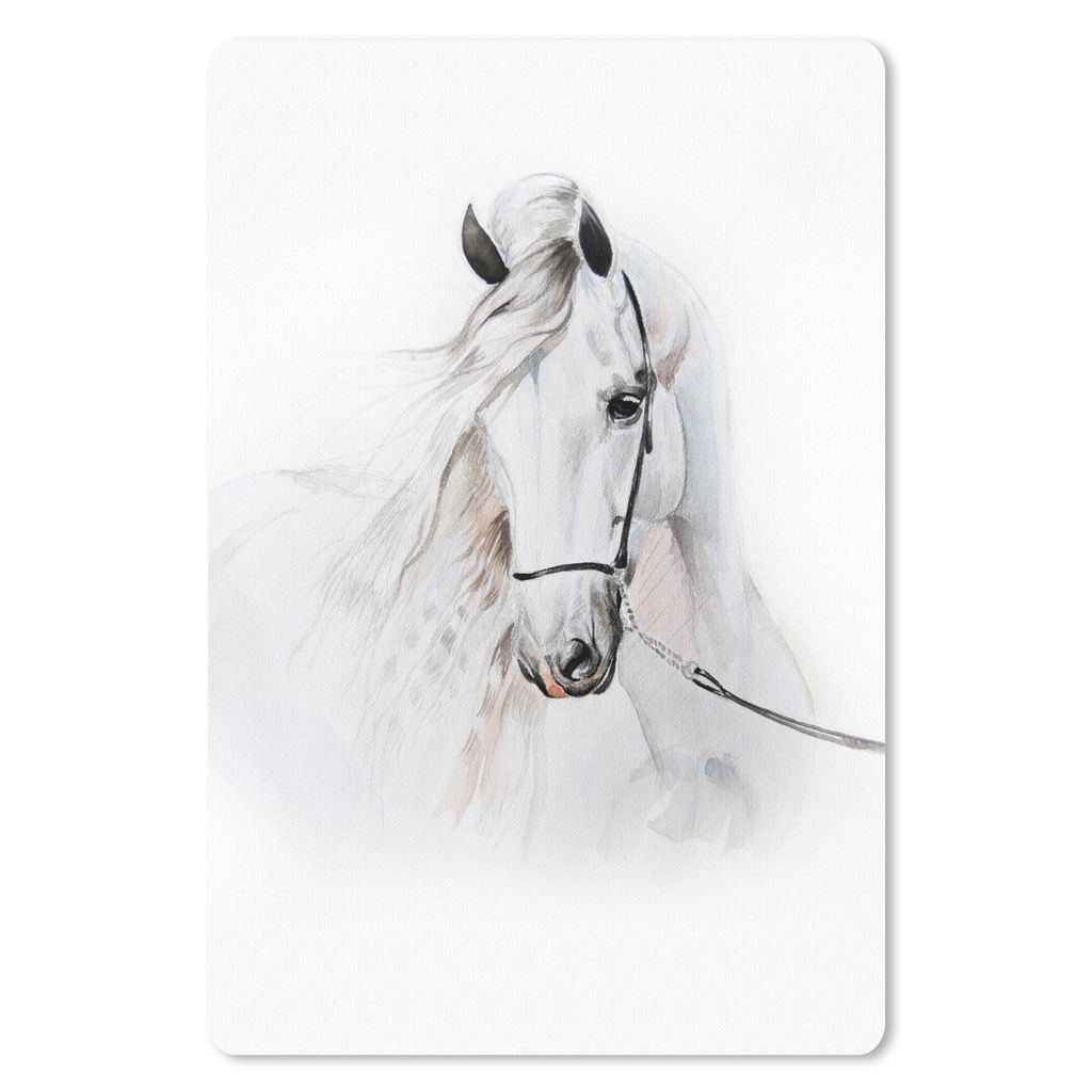 MuchoWow Mauspad Mousepad Pferd - Aquarell - Tiere - Weiß 40x60 cm - Mousepads - Maus Mat - Pad - Mausunterlage - Schreibtisch Accesoire
